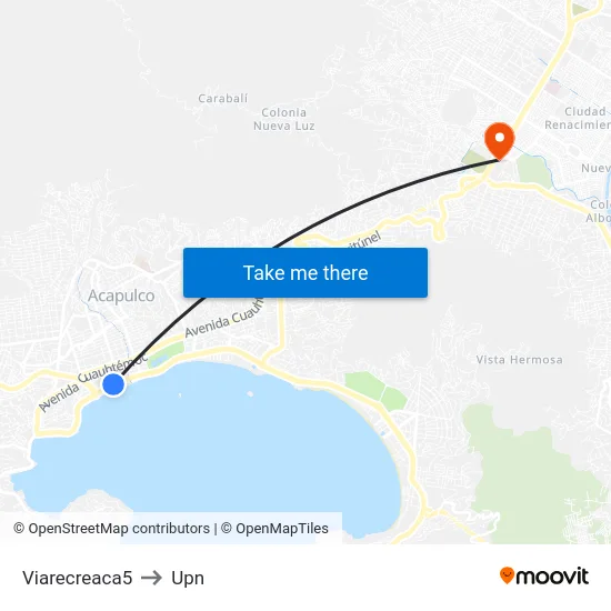 Viarecreaca5 to Upn map