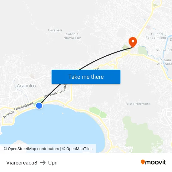 Viarecreaca8 to Upn map