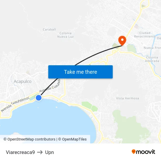 Viarecreaca9 to Upn map