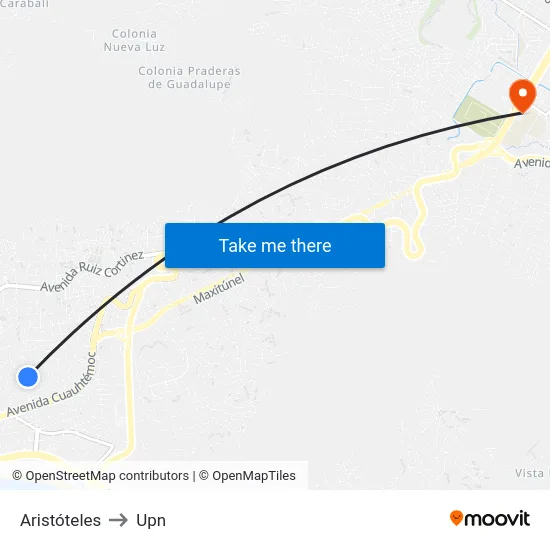 Aristóteles to Upn map