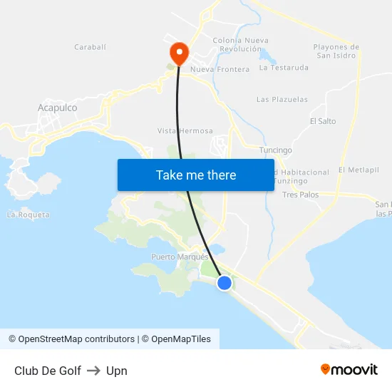Club De Golf to Upn map