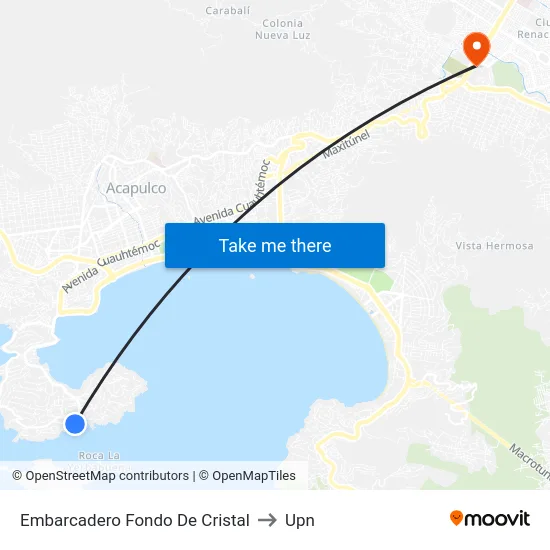 Embarcadero Fondo De Cristal to Upn map