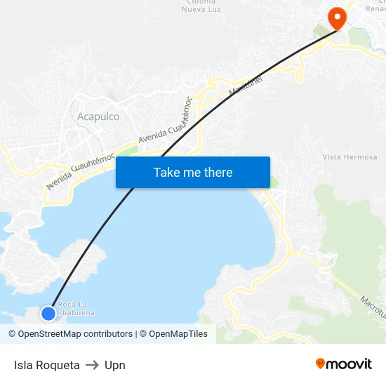 Isla Roqueta to Upn map