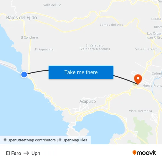 El Faro to Upn map