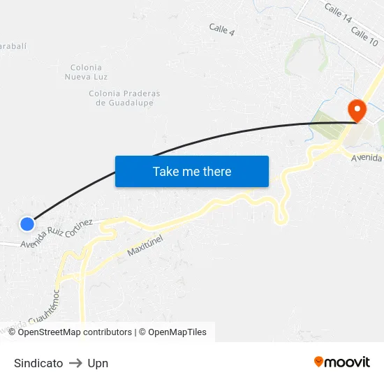 Sindicato to Upn map