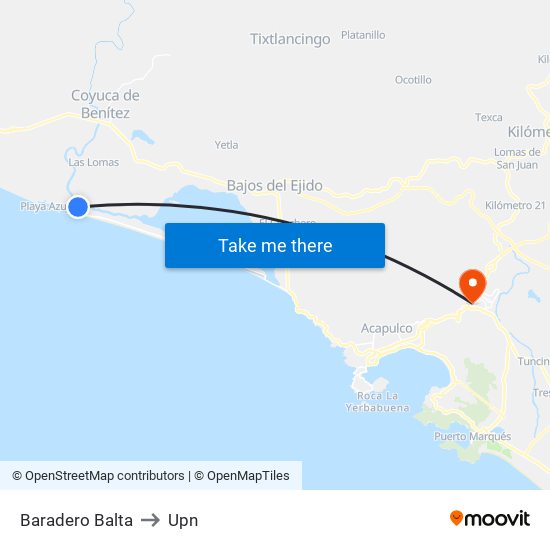 Baradero Balta to Upn map