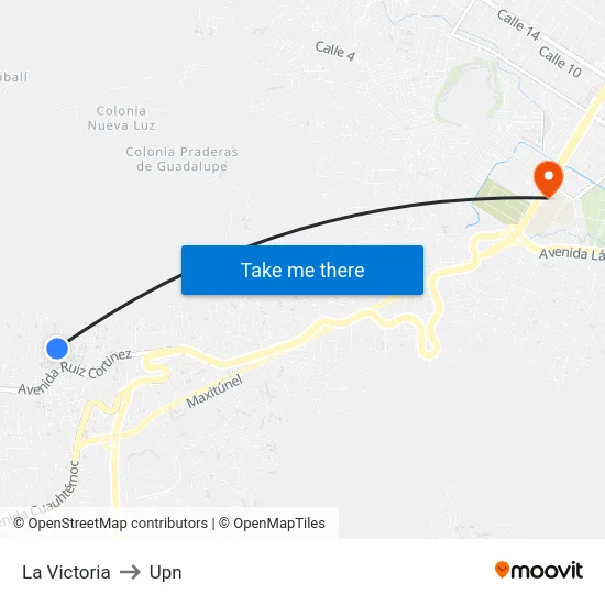 La Victoria to Upn map