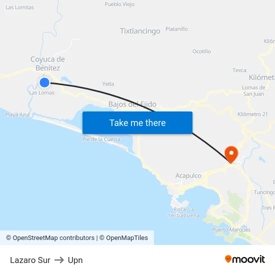 Lazaro Sur to Upn map