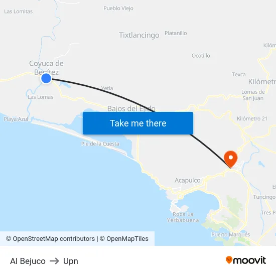 Al Bejuco to Upn map