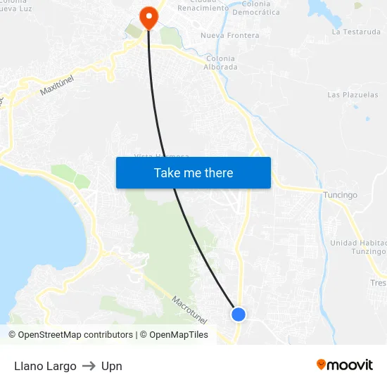Llano Largo to Upn map