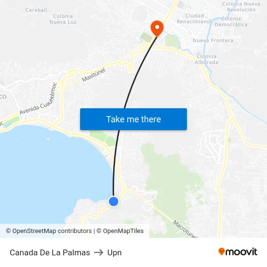 Canada De La Palmas to Upn map