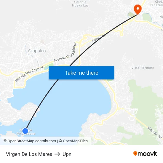 Virgen De Los Mares to Upn map