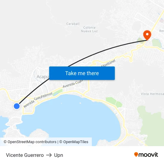 Vicente Guerrero to Upn map