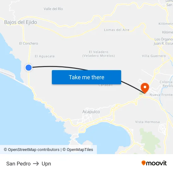 San Pedro to Upn map