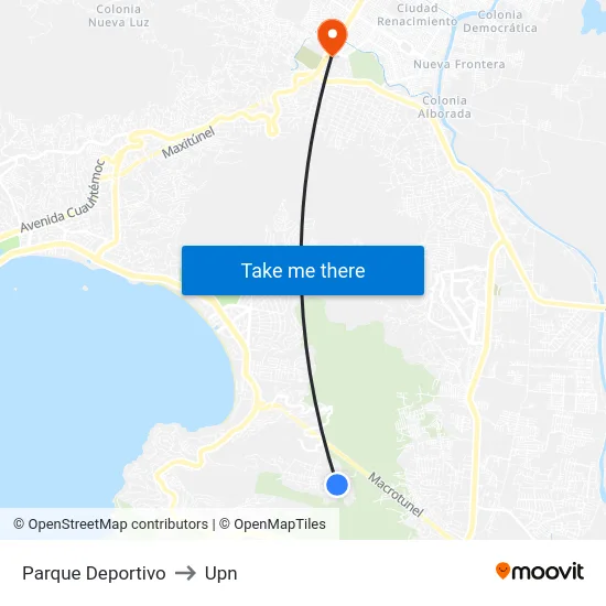 Parque Deportivo to Upn map