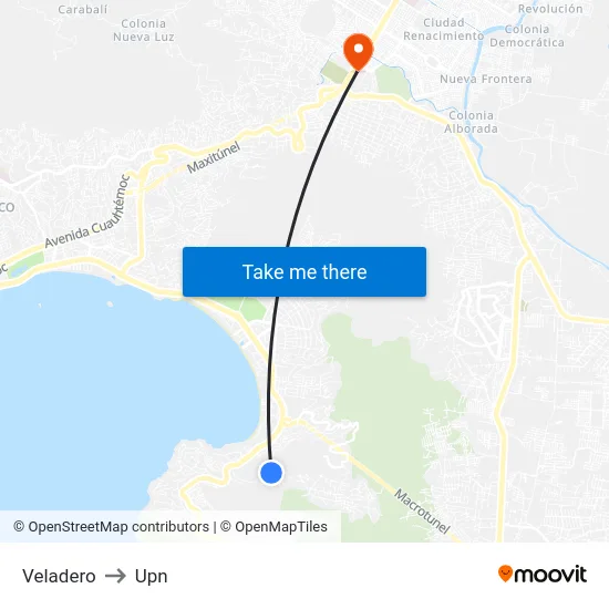 Veladero to Upn map