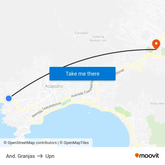 And. Granjas to Upn map