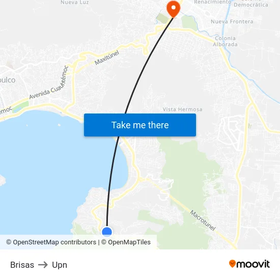 Brisas to Upn map