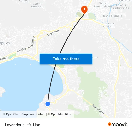 Lavanderia to Upn map