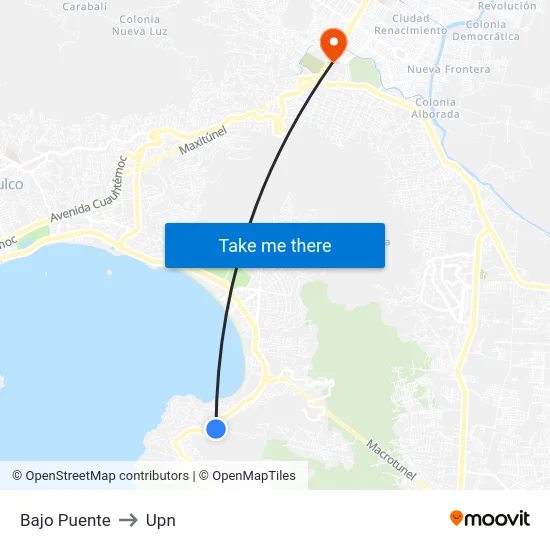 Bajo Puente to Upn map