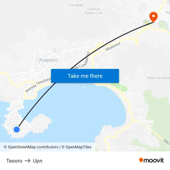 Tesoro to Upn map