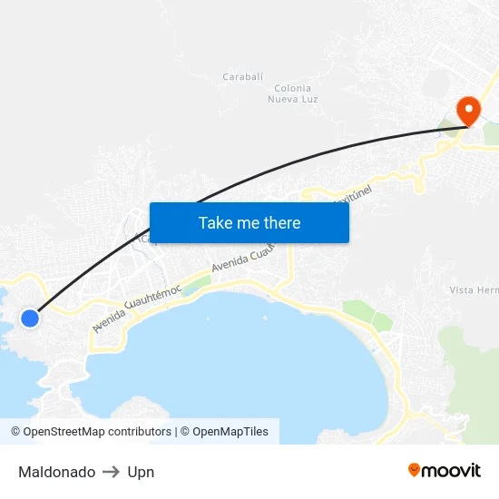 Maldonado to Upn map