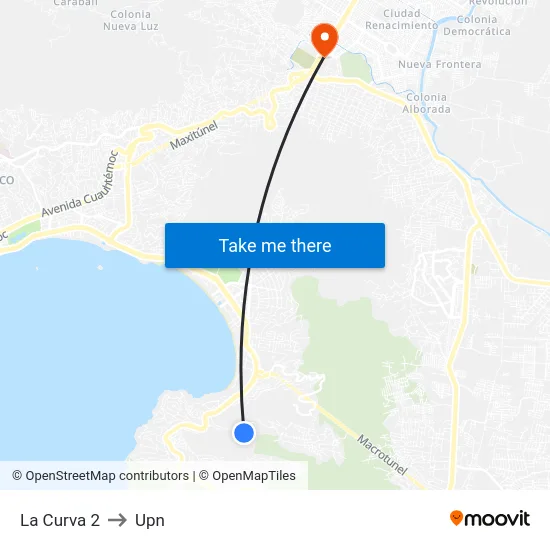 La Curva 2 to Upn map