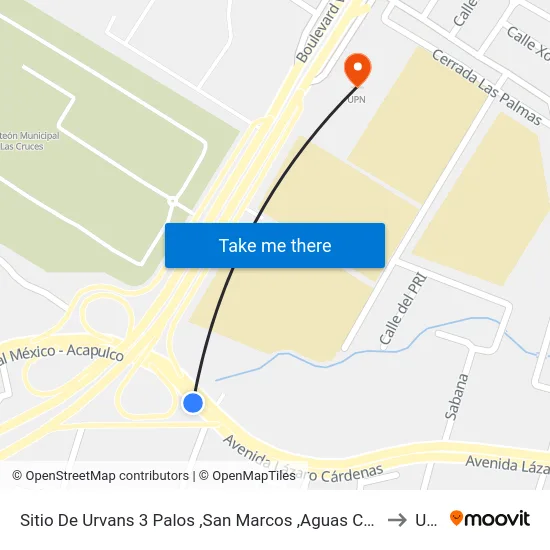 Sitio De Urvans 3 Palos ,San Marcos ,Aguas Calientes to Upn map