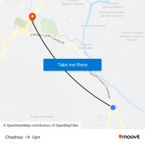 Chedraui to Upn map
