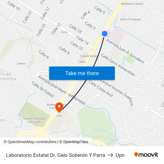 Laboratorio Estatal Dr. Galo Soberón Y Parra to Upn map