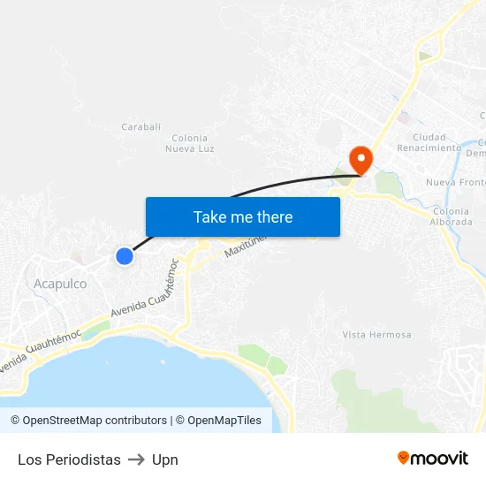 Los Periodistas to Upn map