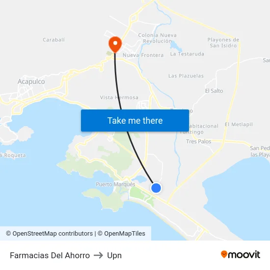 Farmacias Del Ahorro to Upn map
