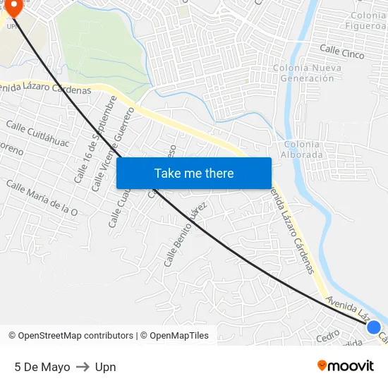 5 De Mayo to Upn map