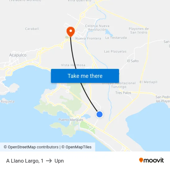 A Llano Largo, 1 to Upn map