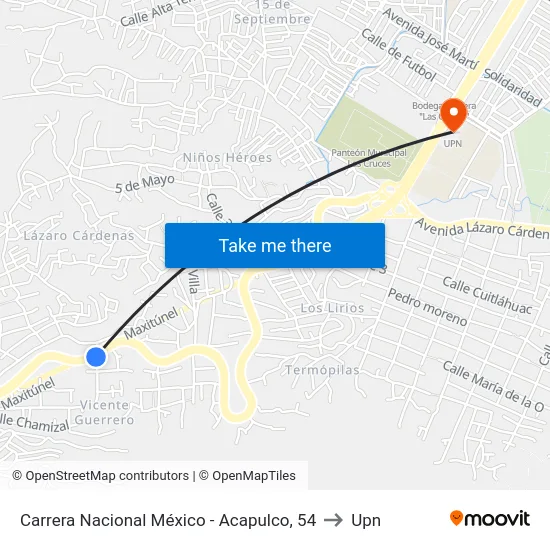 Carrera Nacional México - Acapulco, 54 to Upn map