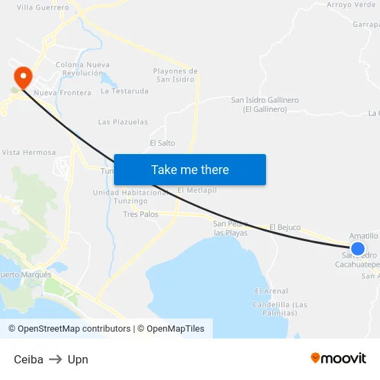 Ceiba to Upn map