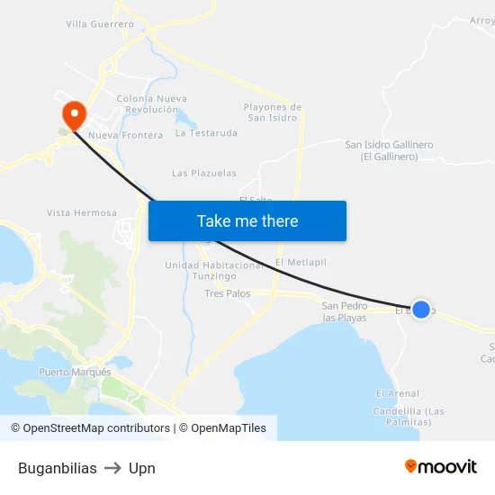 Buganbilias to Upn map