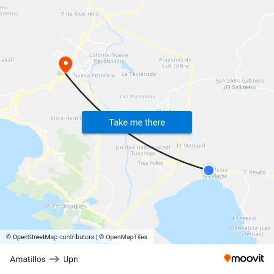 Amatillos to Upn map