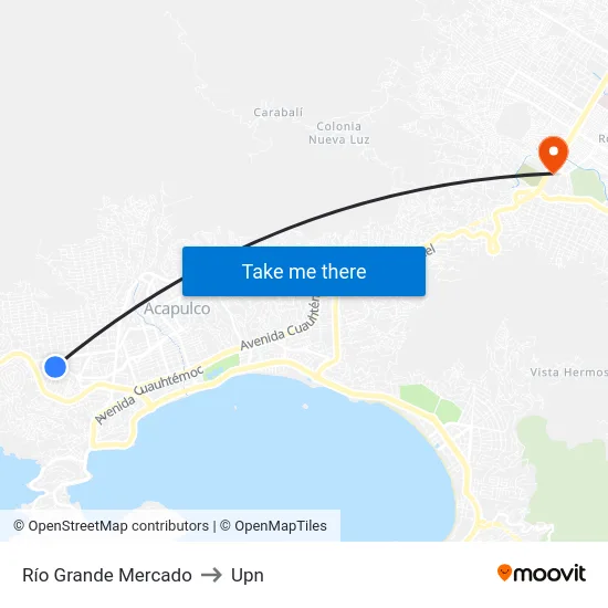Río Grande Mercado to Upn map