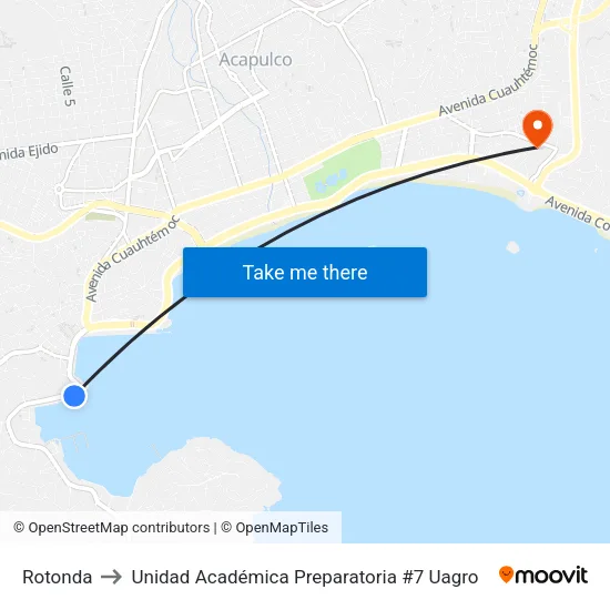Rotonda to Unidad Académica Preparatoria #7 Uagro map