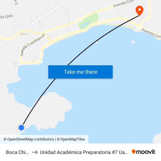 Boca Chica to Unidad Académica Preparatoria #7 Uagro map