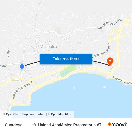 Guardería Imss to Unidad Académica Preparatoria #7 Uagro map