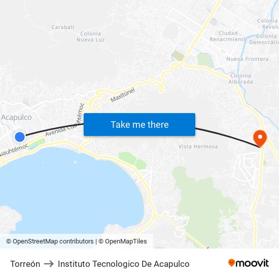 Torreón to Instituto Tecnologico De Acapulco map