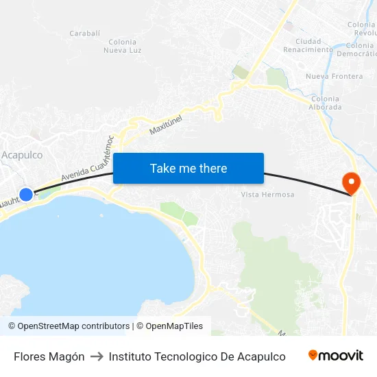 Flores Magón to Instituto Tecnologico De Acapulco map