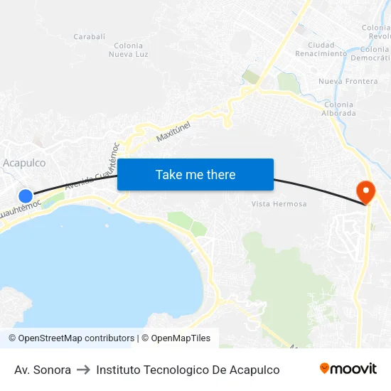 Av. Sonora to Instituto Tecnologico De Acapulco map