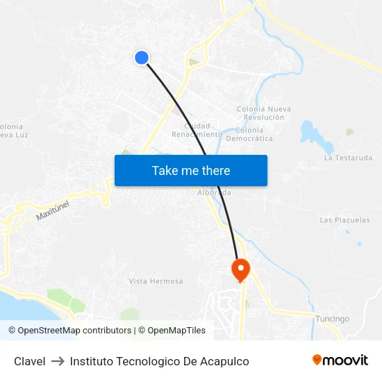 Clavel to Instituto Tecnologico De Acapulco map
