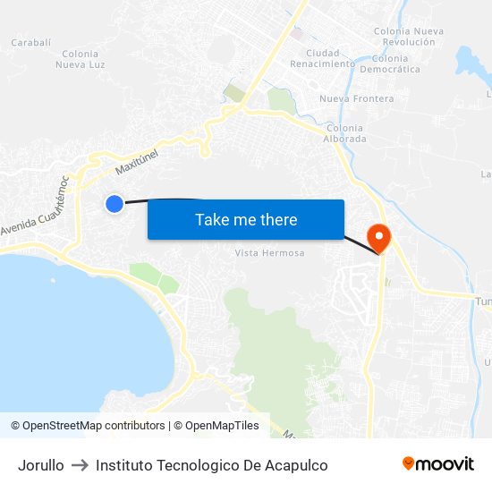 Jorullo to Instituto Tecnologico De Acapulco map