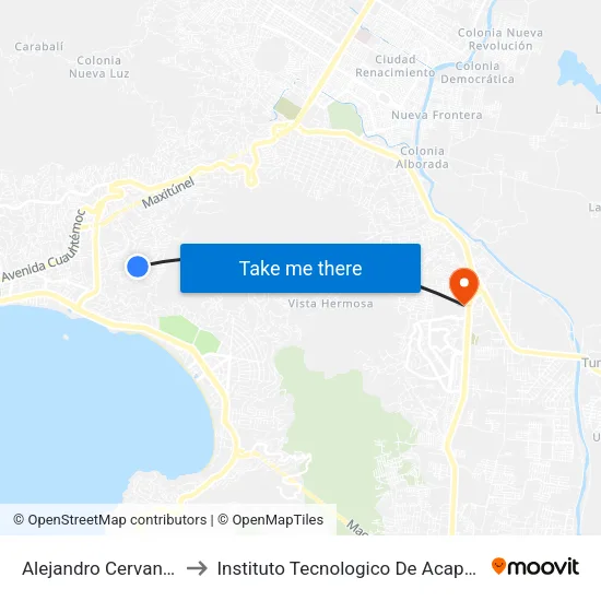 Alejandro Cervantes to Instituto Tecnologico De Acapulco map
