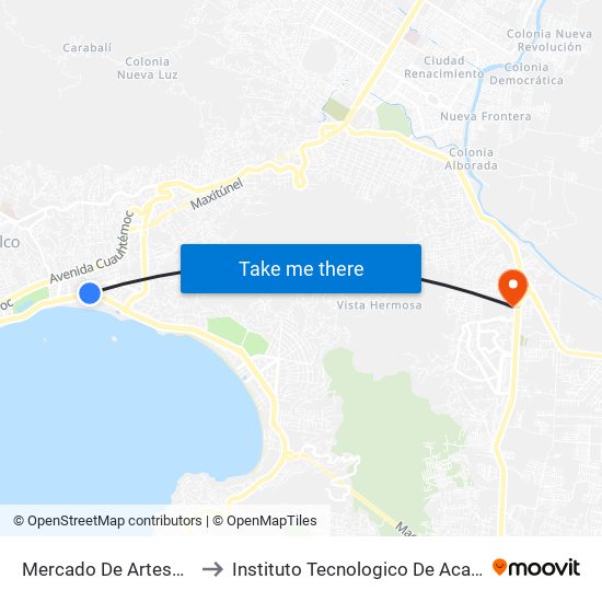 Mercado De Artesanías to Instituto Tecnologico De Acapulco map