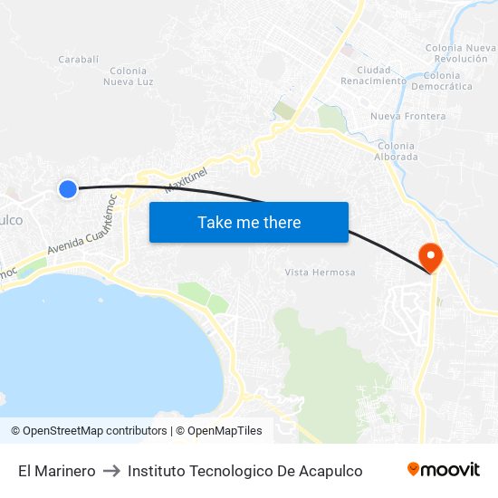 El Marinero to Instituto Tecnologico De Acapulco map